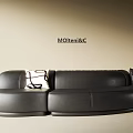 Modern Curved Leather Sofa Featuring Molteni&C Brand And Patterned Black Cushions 3d model