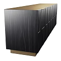 Elegant Modern Wooden Sideboard Featuring Black And Gold Geometric Panel Design 3d model