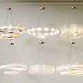 Modern Hanging Chandeliers With Unique White Shapes And Creative Design 3d model