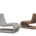 Two Modern Leisure Chairs in Gray and Brown with Curved Smooth Lines