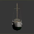 Vintage White Sailing Boat With Green Hull Mast And Round Deck Windows