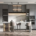 Modern Bar Counter Area Nakajima Bar Counter Combination 3d model