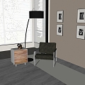 Modern Leisure Chair Side Table Floor Lamp Leisure Chair 3d model