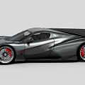 Black Supercar with Sleek Aerodynamic Design Sporty Exterior Large Wheels and Rear Spoiler