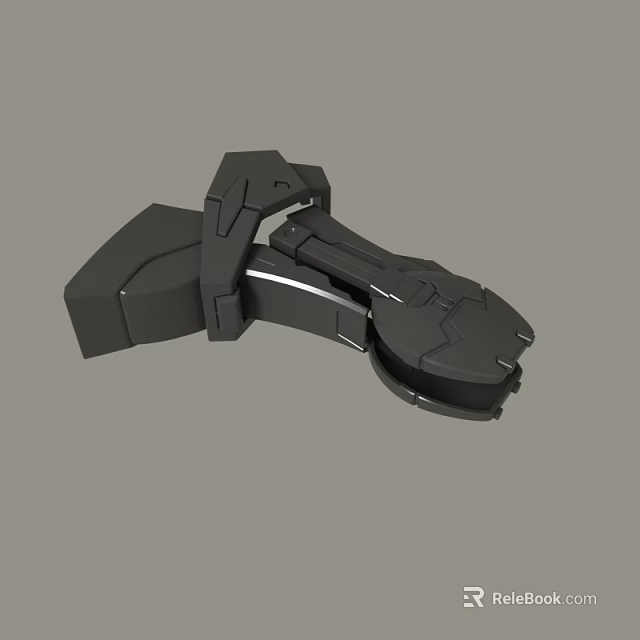 Black Mechanical 3D Model Featuring Geometric Shapes and Structural Details 3d model