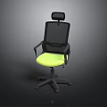 Ergonomic Office Chair With Black Mesh Back Green Seat Cushion Headrest And Armrests