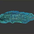 Blue 3D Geological Terrain Model With Mountain Ranges And Valley Details