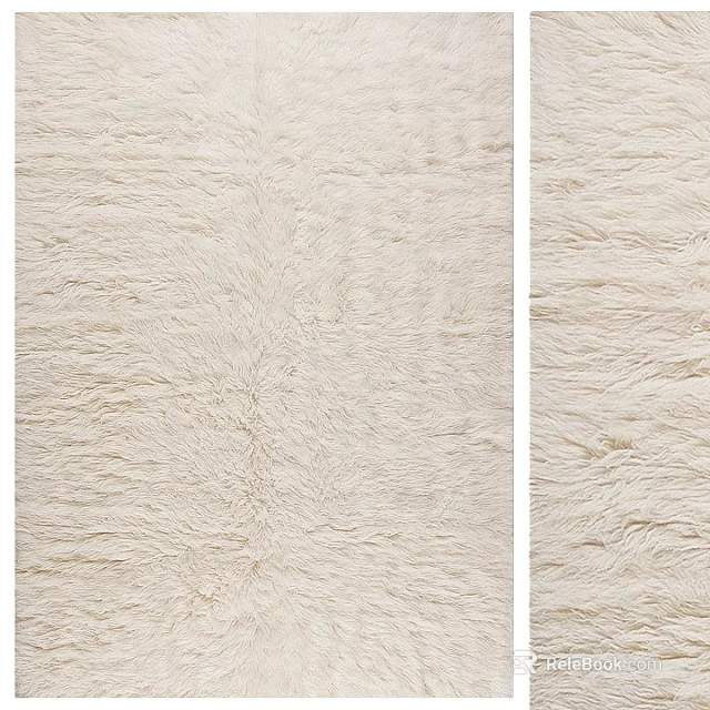 Soft Beige Square Rug With Plush Texture For Living Room 3d model 