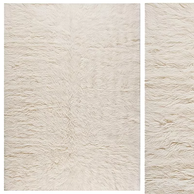Soft Beige Square Rug With Plush Texture For Living Room 3d model