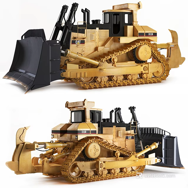 Yellow Construction Bulldozer With Large Blade And Heavy Duty Track System 3d model 