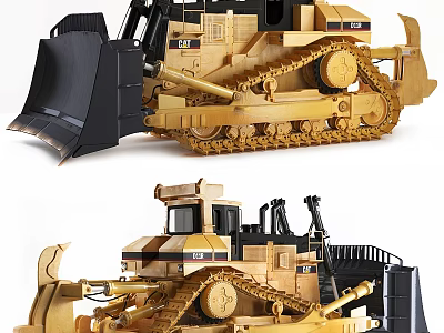 Yellow Construction Bulldozer With Large Blade And Heavy Duty Track System 3d model