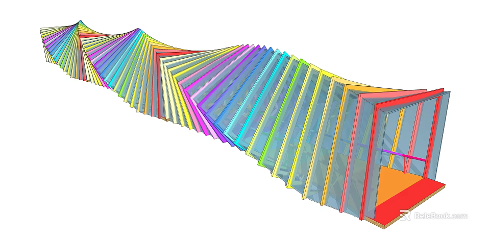 Colorful Modern Pergola With Curved Architectural Structure And Vibrant Multicolored Design 3d model 