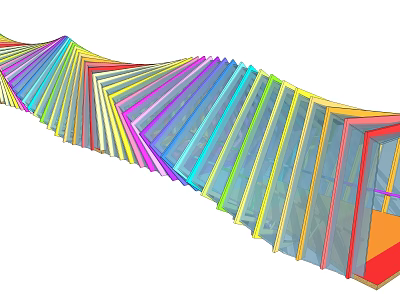 Colorful Modern Pergola With Curved Architectural Structure And Vibrant Multicolored Design 3d model
