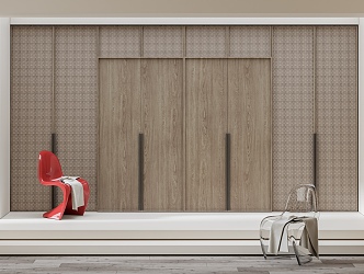 modern rattan wardrobe 3d model