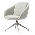 Light Gray Fabric Upholstered Office Chair With Swivel Metal Base And Curved Backrest