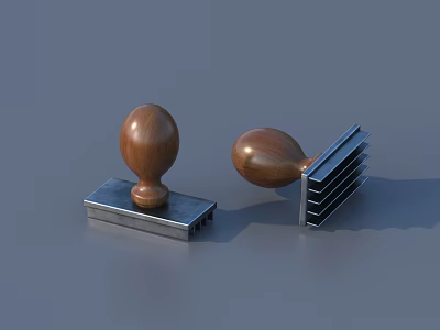Wooden Ball Decorative Ornament Set With Metal Bases And Stacked Design 3d model