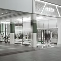 Modern Clothing Store Interior With Bright Lighting Glass Display Racks And Green Accents