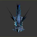 3D Rendered Blue Dragon Game Movie Character Standing With Feathered Wings Sharp Claws Silver Body
