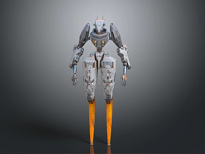 Smart Machine with Advanced Robotic Structure Metallic Texture and Orange Legs Futuristic Design 3d model