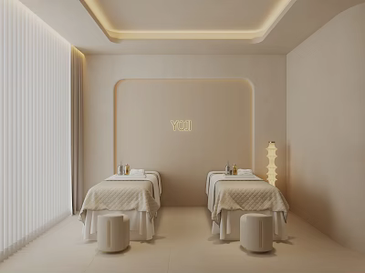 Modern Beauty And Hair Salon Interior With Comfortable Treatment Beds And Stylish Decor 3d model
