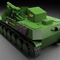 Green Military Tank With Tracks Gun Barrel Turret And Design Details