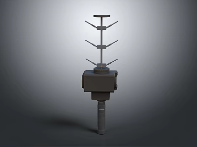 Gray Antenna Structure With Vertical Pole Square Base Horizontal Rods And Simple Design 3d model
