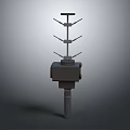 Gray Antenna Structure With Vertical Pole Square Base Horizontal Rods And Simple Design