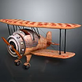 Vintage Biplane With Wooden Propeller And Cosmic Exploration Inspired Design