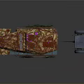 Armored Military Vehicle With Camouflage Cover And Attached Trailer Track Wheels