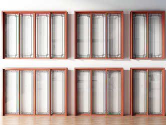 New Chinese style sliding door sliding door glass sliding door 3d model