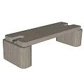 Modern Minimalist Wooden Coffee Table With Rectangular Top And Block Support Legs 3d model