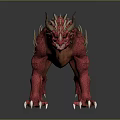 3D Fantasy Red Dragon Creature With Spiked Back And Sharp Claws 3d model
