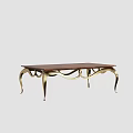 Elegant Modern Coffee Table With Wooden Top And Curved Metal Legs