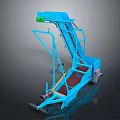 Blue Industrial Conveyor Machine With Elevated Belt And Metal Frame