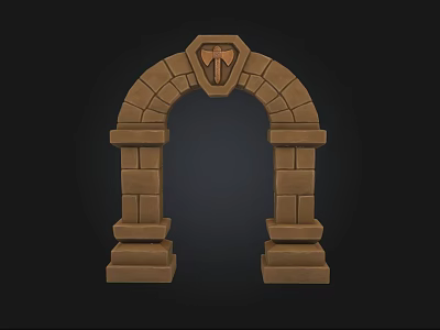 Architectural Stone Brick Archway Design With Decorative Symmetrical Structure And Pedestals 3d model
