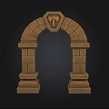 Architectural Stone Brick Archway Design With Decorative Symmetrical Structure And Pedestals 3d model