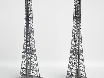 Industrial Equipment Twin Metal Lattice Tower Structures With Steel Framework 3d model
