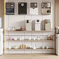 Modern Daily Electrical Appliances Display With Wall Mounted Standing Water Dispensers And Small Refrigerator