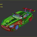 Green Mercedes AMG Racing Car With Number 55 Racing Team And Rear Wing