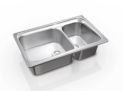 Stainless Steel Double Bowl Kitchen Sink with Modern Design for Home Kitchens 3d model