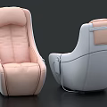 Modern Pink And Light Gray Massage Chair With Leather Upholstery And Ergonomic Design