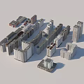 3D Model of Urban City Buildings With Various Architectural Styles and Heights