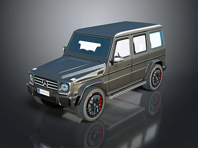 Dark Gray Off Road SUV With Large Wheels Red Brake Calipers And Bold Grille 3d model