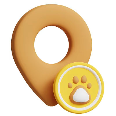 Modern positioning icon puppy feet cartoon positioning icon 3d model
