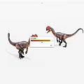 Realistic Dinosaur Toys With Orange Crests Facing Each Other On White Background