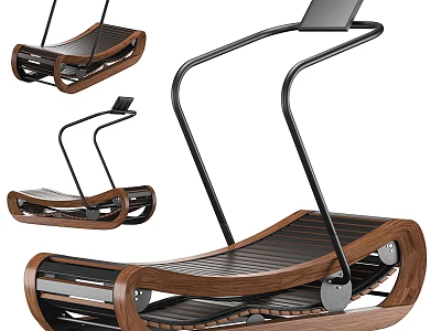 Modern Curved Fitness Equipment With Wooden Frame And Metal Structure 3d model