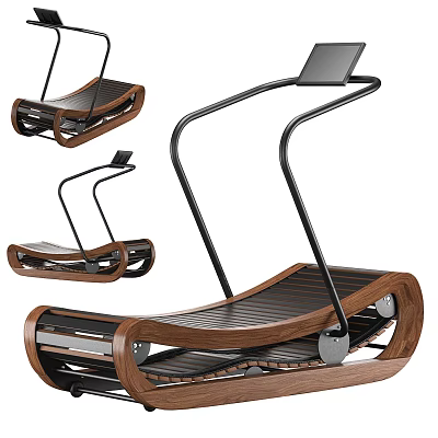 Modern Curved Fitness Equipment With Wooden Frame And Metal Structure 3d model
