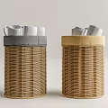 Woven Storage Baskets Set of Two with Gray and Beige Tops