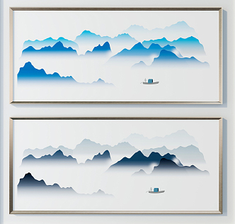 New Chinese Landscape Painting Hanging Painting 3d model