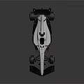 Silver F1 Race Car With Sleek Aerodynamic Body Large Tires Rear Wing And Sporty Design